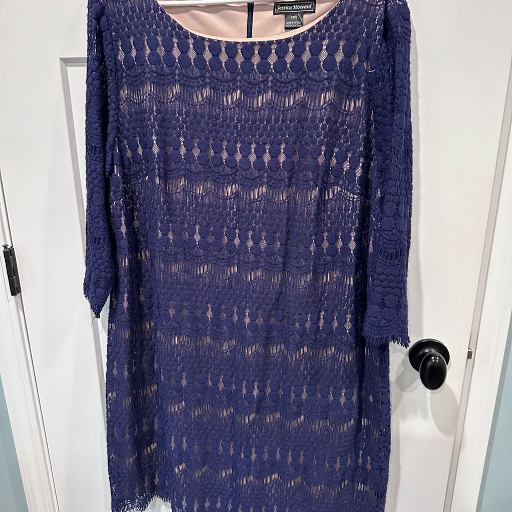 Jessica Howard navy blue lace dress.